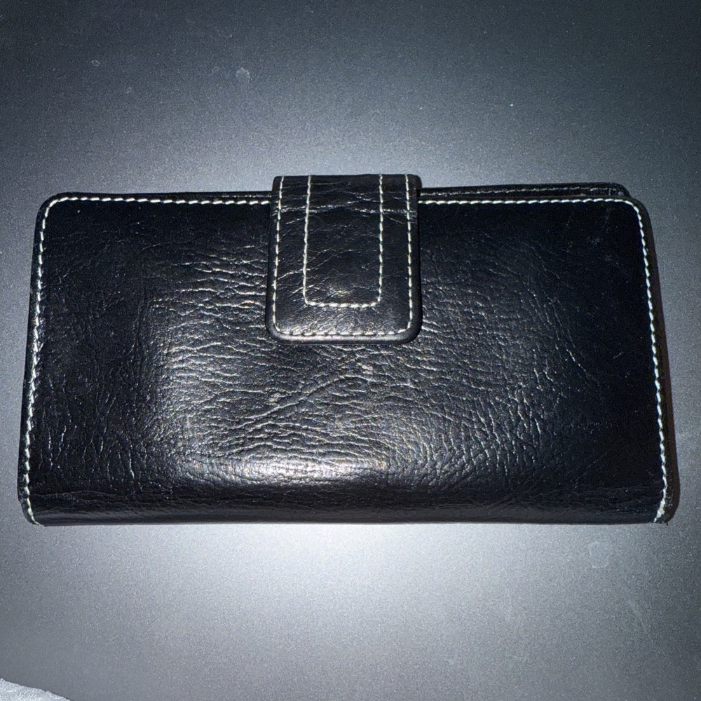 Fossil genuine leather wallet women's Black B9‎